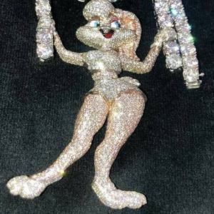 Pendentif Moissanite Visage de Chat Dessin Animé Glacé, Micro-Pavé Thème, Plaqué Rhodium, Argent 925, Style Hip Hop, Certifié Luxe Unisexe - Product Image 5