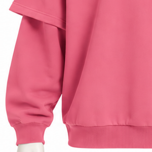 เสื้อฮู้ดสีชมพูกุหลาบสองชั้น สไตล์วินเทจ ทรงโอเวอร์ไซส์ แขนยาว แบบสวม สตรีทแวร์ลำลอง ทรงหลวม - Product Image 6