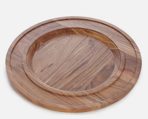 Plato Redondo de Madera para Servir, Hecho a Mano, Pulido, Diseño Minimalista, Plato Base de Madera Sólida para Vajilla de Fiesta - Product Image 2