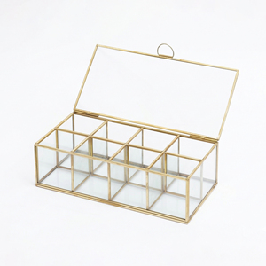 This versatile glass and brass organizer is designed for stylish <b>storage</b> of tea bags jewelry or <b>makeup</b> accessories - Product Image 3