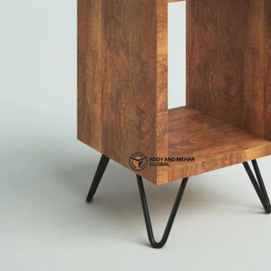 Solid Wood Open Bedside <b>Table</b> <b>with</b> Hairpin Legs Rustic Modern Nightstand <b>with</b> Minimalist Storage Cube Mid-Century Side <b>Table</b> - Product Image 4
