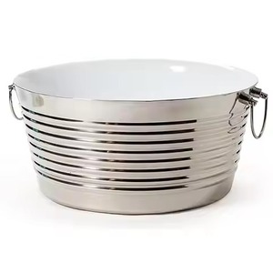 Heavy Duty Metal Ice Beverage Tub Stainless Steel Party Cooler <b>Bucket</b> Wine Beer Chiller Tub Catering Use - Product Image 1
