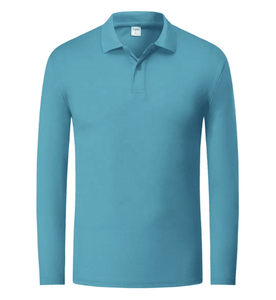 Polo de Manga Larga para Hombre, Color Rojo Sólido, Algodón Piqué, Ropa Casual, Diseño Antiarrugas de Punto - Product Image 2