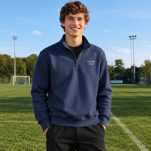 Großhandel Herren Viertelreißverschluss Weißes Sweatshirt Leichter Weicher Pullover Langarm Lässige Outdoor-Sportbekleidung - Product Image 6