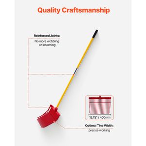 Forca per Letame con Manico in Fibra di Vetro a 18 Angoli e Rastrello a 61 Denti, Attrezzo da Giardino Durevole per la Pulizia del Letame Equino - Product Image 5