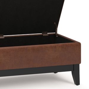Panca contenitore con vassoio in stile vintage marrone sella Oregon - Sgabelli e pouf - Product Image 4