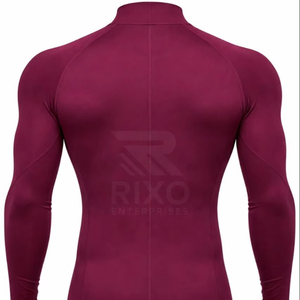 Wholesale Customized Front Logo Men Knitted <b>Compression</b> <b>Shirts</b> Long Sleeve Breathable Eco-Friendly Quick Dry Spandex/Polyester - Product Image 4