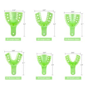 Juego Profesional de 12 Bandejas de Impresión Dental de Plástico Autoclavables, Perforadas, Reutilizables y Rígidas # 1 Parte Superior Grande - Verde - Product Image 2