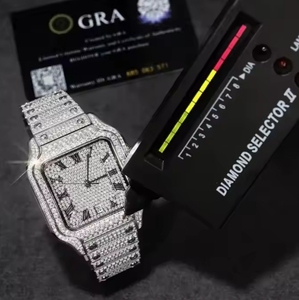 Montre mécanique squelette de luxe en acier inoxydable avec diamants Moissanite VVS de haute qualité et verre saphir, vente en gros - Product Image 1