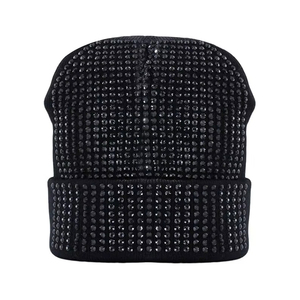 Gorro de Lana Personalizado para Mujer, Color Sólido, con Pelo de Conejo, Adornado con Pedrería, Técnica de Bordado 3D, para Viajes y Negocios - Product Image 4