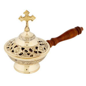 AG Metal Exports AGM-0073-F Quemador de Incienso Decorativo Religioso de Metal y Sándalo Terapéutico, Acabado Dorado Antiguo, Estilo Árabe - Product Image 3