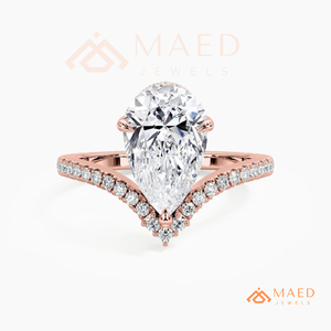 Rose Gold Pear Cut Moissanite <b>Ring</b> <b>Split</b> Band Engagement Bridal Jewelry Gift Women Wedding <b>Ring</b> - Product Image 5