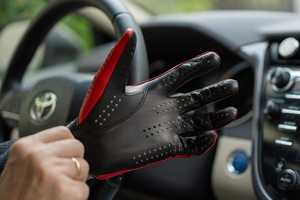 High Quality Genuine Leather Driving <b>Gloves</b> Ventilated Perforated <b>Grip</b> <b>Gloves</b> Custom Logo Wholesale Supplier Low MOQ - Product Image 3
