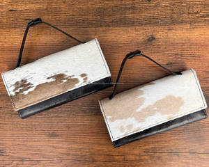 Nouvelle vente chaude Designer en cuir de vachette véritable pochette sac à main pochette portefeuille cheveux noirs sur cacher portefeuilles en cuir cadeau pour les femmes - Product Image 3