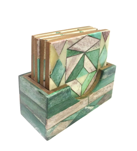 Bone Inlay Rectangle 6mm Thick Modern <b>Coaster</b> Set for Restaurants and Hotels <b>Tables</b> Mats & Pads - Product Image 5