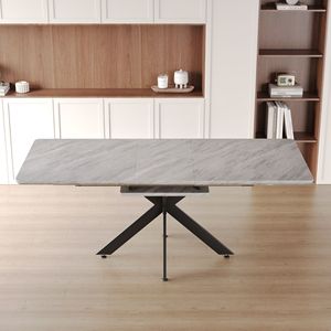 Tavolo da Pranzo Moderno Stile Mid-Century Estensibile da 62,4'' a 78,15'' Grigio, Tavolo da Cucina Molto Grande per Sala da Pranzo, Feste e Conferenze - Product Image 3