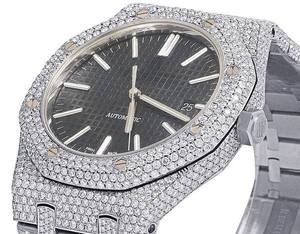 BOJ A.P. Reloj de Lujo para Hombre con Esfera de Diamantes Negros, Movimiento de Cuarzo, Diamantes VVS, Moissanita, Aleación de Acero Inoxidable, Correa de Acero Inoxidable, Precio Bajo - Product Image 3