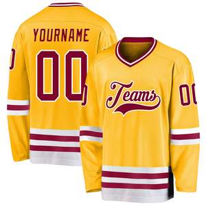 Jersey de Hockey sobre Hielo Personalizado para Hombre, Amarillo y Verde, Cuello en V, Manga Larga, Impresión Sublimada, Transpirable, Logotipo de Equipos en la Parte Delantera - Product Image 5