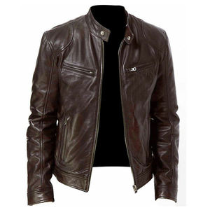 <b>Winter</b> Fashion Motorcycle <b>Leather</b> Oversized <b>Jacket</b> Men Slim Fit Pu <b>Leather</b> Waterproof Warm Black studded <b>Leather</b> <b>Jacket</b> - Product Image 3