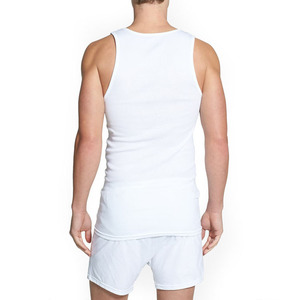 Débardeur de sport côtelé sans manches en coton blanc personnalisé pour homme, séchage rapide, confortable, grandes tailles - Product Image 1