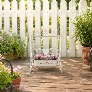 Fontaine de jardin suspendue moderne en fer forgé avec motif cœur, support de sol multifonctionnel pour pot de fleurs extérieur - Product Image 4