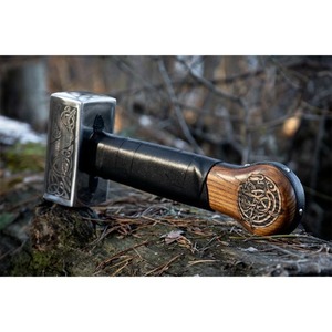 Edge Master Manufacture Engraved Viking Blacksmith Hand Forged Stainless Steel <b>Hammer</b> Wood Handle OEM Customizable - Product Image 5