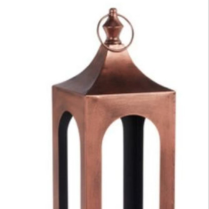 Lanterne décorative extérieure en cuivre fini, style moderne, porte-bougie, support de bougie, fabrication artisanale, personnalisable - Product Image 1