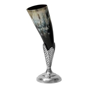 Eco-Friendly Buffalo Horn glass with steel <b>stand</b> Handmade Hand-Polished Glass Table Horn Glass Beer <b>Drinking</b> use - Product Image 1