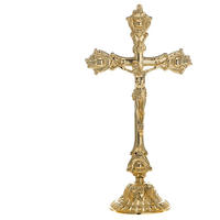 Crucifix Artisanal Moderne en Laiton Plaqué Argent, Motif des Quatre Évangéliques, Écologique et Durable, Fabrication Artisanale