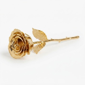 Finest Quality 24K Gold Rose Plated Real Flower Handcrafted Golden Rose with <b>Gift</b> <b>Box</b> Premium Anniversary and Mothers Day - Product Image 1