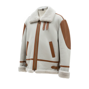 Genuine Leather <b>Shearling</b> Biker <b>Jacket</b> for <b>Men</b> Soft Fur Winter Coat Premium Aviator Warm Luxury Fashion Outerwear Fit - Product Image 4