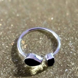 925 Sterling Silver Adjustable Fine <b>Ring</b> Natural Black Tourmaline with Protective Crystal <b>for</b> <b>Wedding</b> Party Jewelry - Product Image 4