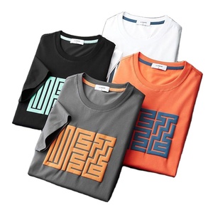 T-shirts en jersey à col rond avec logo sur le devant pour hommes, 100% coton, manches courtes, coupe classique, écologiques, décontractés, unisexes, 180g - Product Image 1