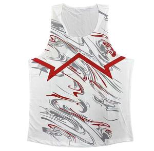 Men's O-Neck Sublimation Printed Tank <b>Top</b> Blue White Sporty Quick Dry Polyester <b>Mesh</b> Style - Product Image 4