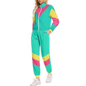 Women Color Blocking Tracksuit Full Sleeve Zipper Sporty <b>Jogging</b> <b>Suit</b> With Side Pockets Spring Wear - Product Image 3