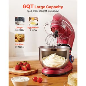 Impastatrice Elettrica da 6 QT con Frullatore da 1.6 QT, 6+ Velocità, Testa Inclinabile, 1200W, Capacità 5L, in Acciaio Inossidabile - Product Image 6