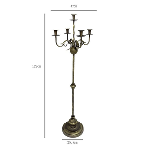 Vintage 5-Arm Eco-Friendly Handmade Floor Candle Holder Antique Metal Christmas Wedding Decor American Retro <b>Standing</b> Candle - Product Image 4