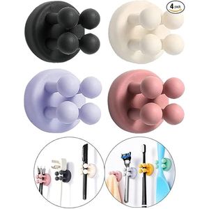 Set di 4 Portaspazzolini in Silicone con Ganci per Rasoio, Adesivi da Parete per Appendere Asciugamani, Chiavi, Cavi e Organizzare - Product Image 1