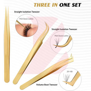 Pinces à cils professionnelles de couleur personnalisée, outils de précision dorés pour extensions de cils, fabrication de haute qualité, outils de beauté - Product Image 2