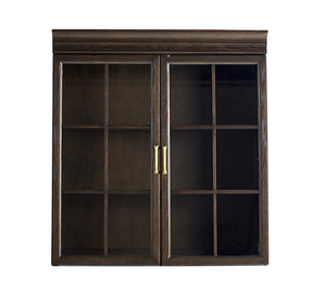 Buffet modulaire moderne en bois de mahogany massif avec vitrine double en verre, meuble de rangement pour salon - Product Image 4