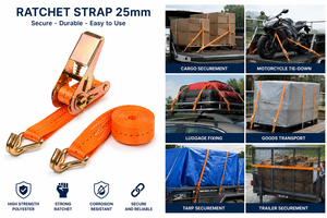 Correa de trinquete para camión resistente al desgaste, poliéster duradero de 25 mm y 800 kg para amarre de carga, marca privada, suministro directo de fábrica OEM - Product Image 2