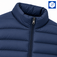 Veste matelassée noire pour homme, col montant, fermeture éclair, coupe-vent, manteau d'hiver décontracté, coupe régulière, extérieur en polyester