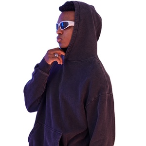 Sudadera con Capucha para Hombre, 100% Algodón, Lisa, Teñida, Transpirable, Informal, de Forro Polar, Otoño/Invierno, con Logotipo Bordado Personalizado - Product Image 1