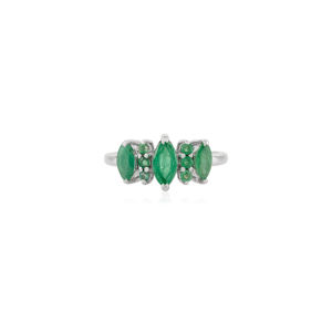 Elegante Anillo de Plata con Corte Marquesa y Esmeralda, Diseño de Joyería Fina al por Mayor, Joyería Fina para Mujer - Product Image 3