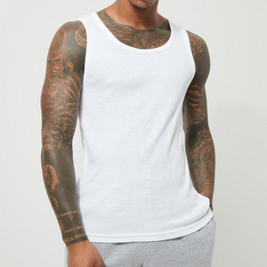 <b>Men's</b> <b>White</b> Sleeveless Tank Top O-Neck Knitted Solid Casual <b>Vest</b> Breathable Cotton Style for Daily Wear - Product Image 1