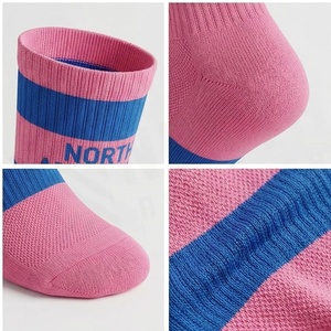 North Approach Crew <b>Socks</b> Pink Blue Striped Breathable <b>Running</b> <b>Socks</b> for Adults Summer Season - Product Image 4