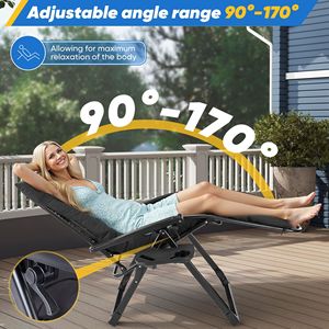 Sedia a Sdraio Zero Gravity - Reclinabile Pieghevole Resistente per Patio e Giardino con Schienale Regolabile e Poggiatesta con Cuscino Rimovibile - Product Image 3
