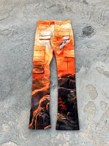 Jean en denim tricoté pour homme grande taille, coupe droite, délavé, coloré, séchage rapide, taille mi-haute, style streetwear décontracté d'été - Product Image 4