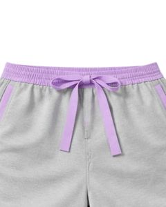 Customized Men <b>Light</b> Gray Sleeveless Tank Top And Shorts Set Casual Summer Cotton Outfit Purple Trim Drawstring Two Piece Set - Product Image 6