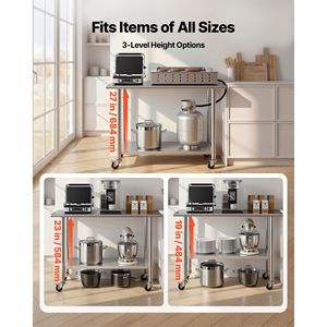 Banco da Lavoro in Acciaio Inox 24x48 con Ripiano Inferiore e Ruote per Uso in Cucine Commerciali - Product Image 6